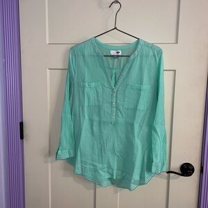 Women's Aqua Button-Up Top